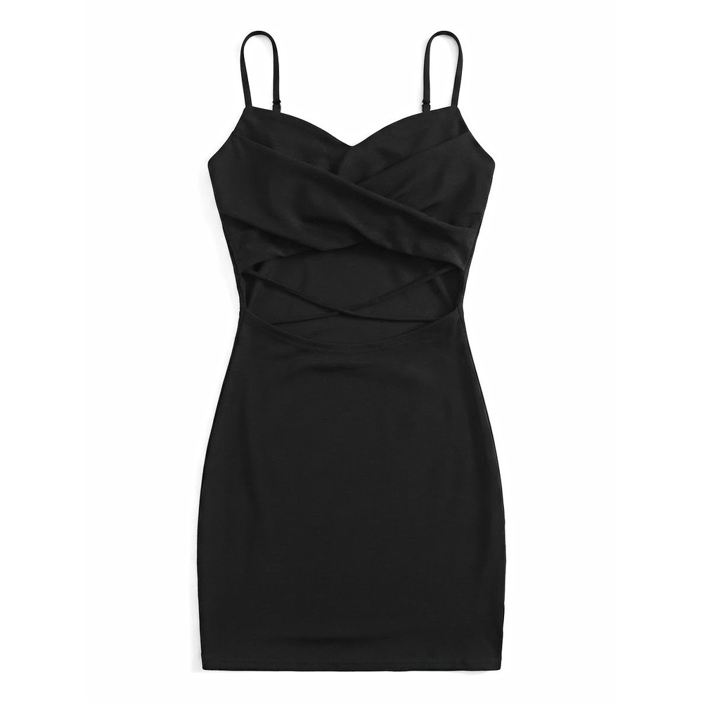Windsor Black Satin Sweetheart Bodycon Mini Dress Adjustable Strappy S
